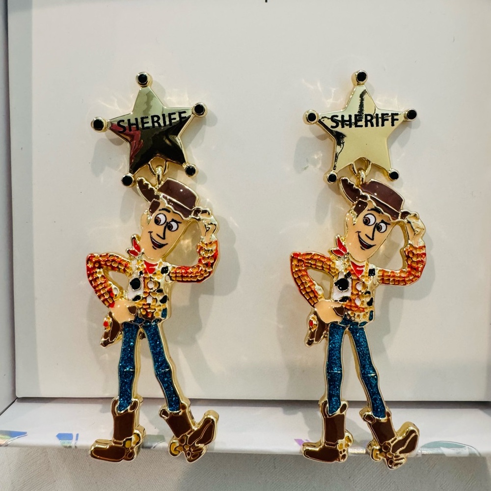 WOODY SHERIFF TOY STORY EARRINGS NIB